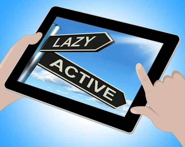 Lazy Active Tablet Shows Lethargic Or Motivated — Stock Photo, Image