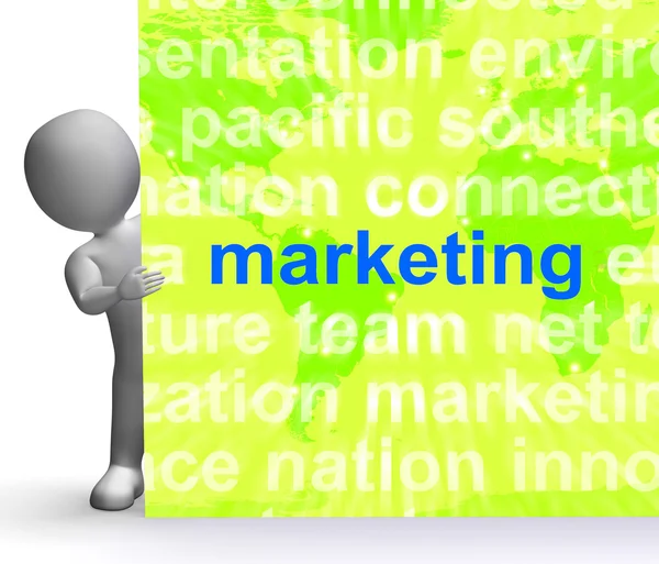 Marketing In Word Cloud Sign Means Market Advertising Sales — Stock Photo, Image