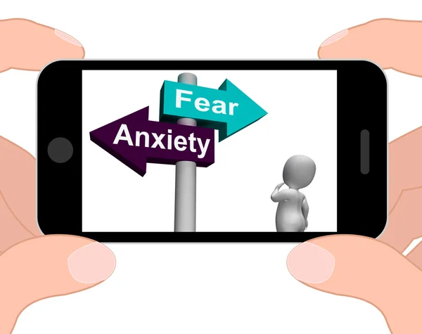 Fear Anxiety Signpost Displays Fears And Panic — Stock Photo, Image