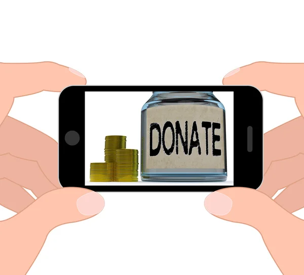 Donar tarro muestra caridad recaudación de fondos y contribuciones — Foto de Stock