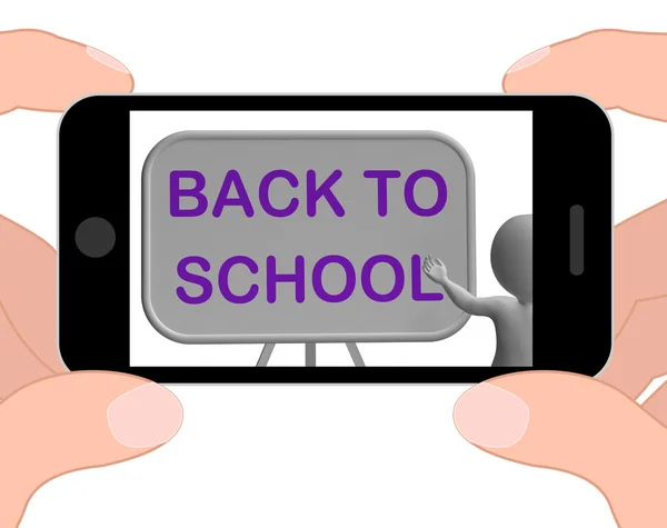 Ritorno a scuola Telefono spettacoli di apprendimento e cancelleria forniture — Foto Stock