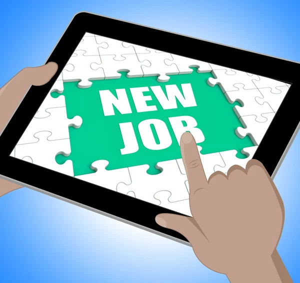 New Job Tablet Shows Changing Jobs Or Employment — Stock Photo, Image