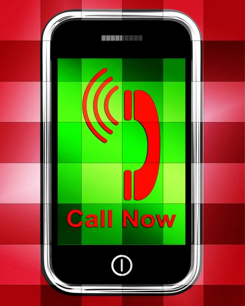 Call Now On Phone Displays Talk or Chat — Stock Photo, Image