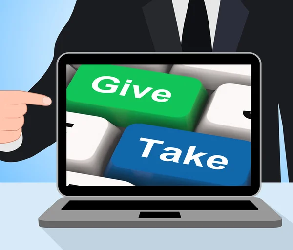 Give Take Computer Show Generous And Selfish — Stock Photo, Image