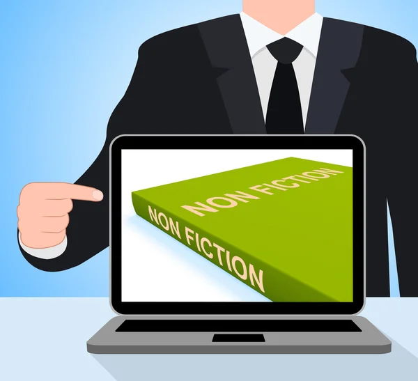 Non Fiction Book Laptop Shows Educational Text Or Facts — Stock Photo, Image