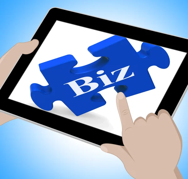 Biz Tablet Shows Internet Business Or Shop — Stock Photo, Image