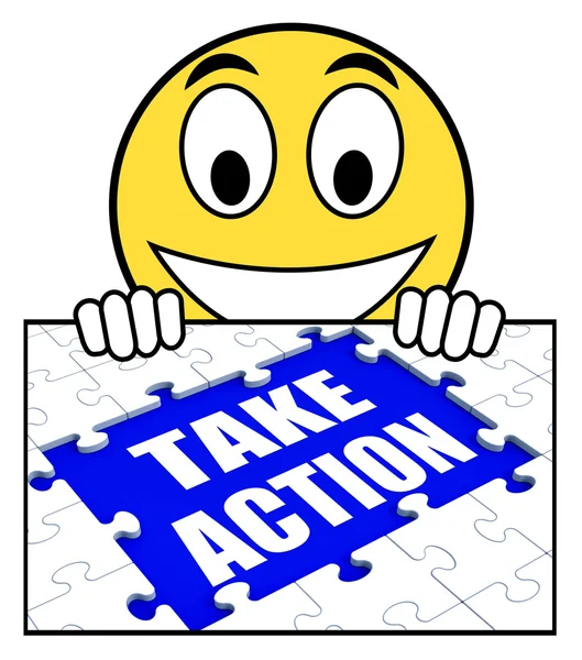 Take Action Sign Shows Motivate To Do Something — Stock Photo, Image