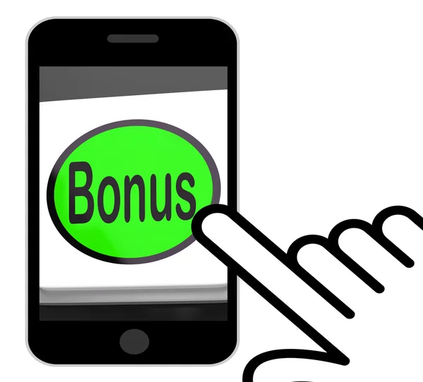 Bonus Button Displays Extra Gift Or Gratuity Online — Stock Photo, Image