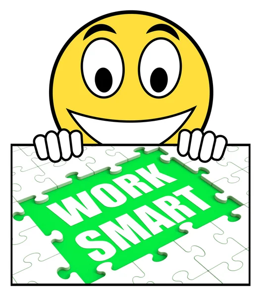 Work Smart Sign Shows Worker Enhancing Productivity — Stock Photo, Image