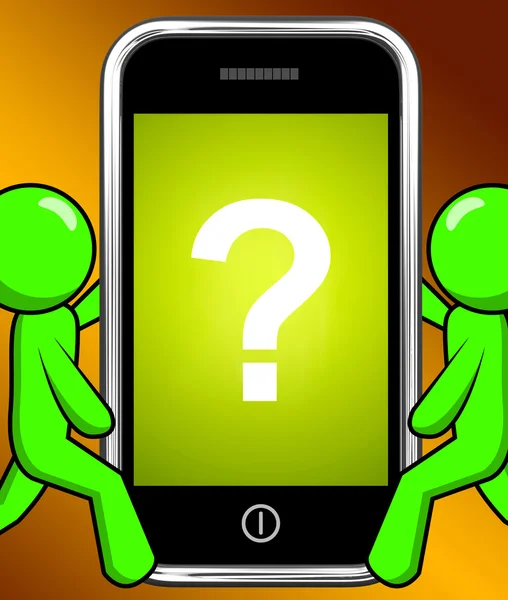 Question Mark On Phone Displays Help Confused And Doubt — Stock Photo, Image