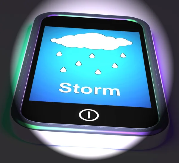 Showers On Phone Displays Rain Rainy Weather — Stock Photo, Image