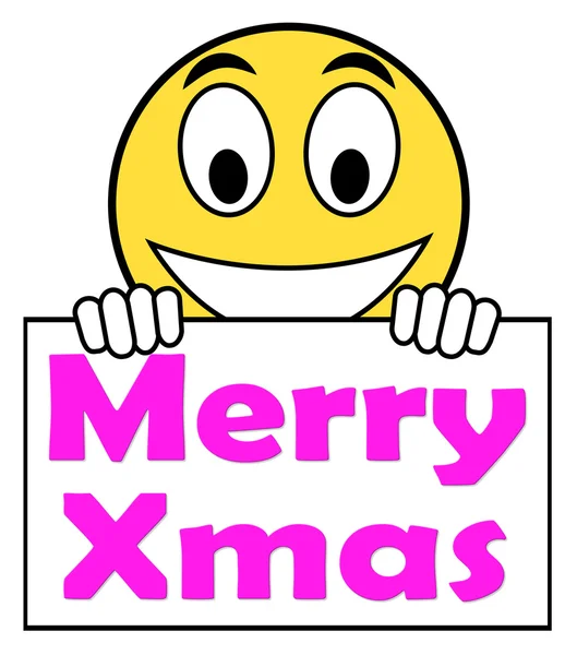 Merry Xmas On Sign Means Happy Christmas — Stock Photo, Image