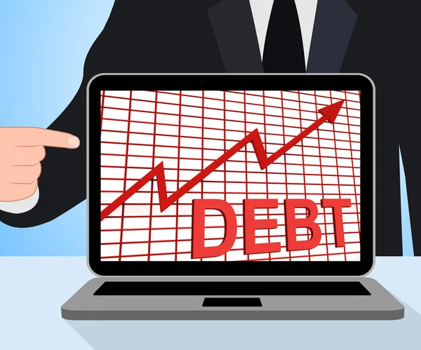 Dluh graf se zobrazí rostoucí finanční zadlužených — Stock fotografie