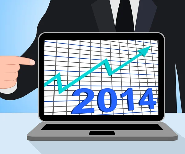 Twenty Fourteen Graph Chart Displays Increase In 2014 — Stock Photo, Image