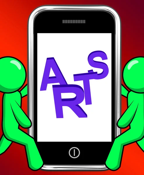 Arts On Phone Displays Creative Design Or Artwork — Stock Photo, Image