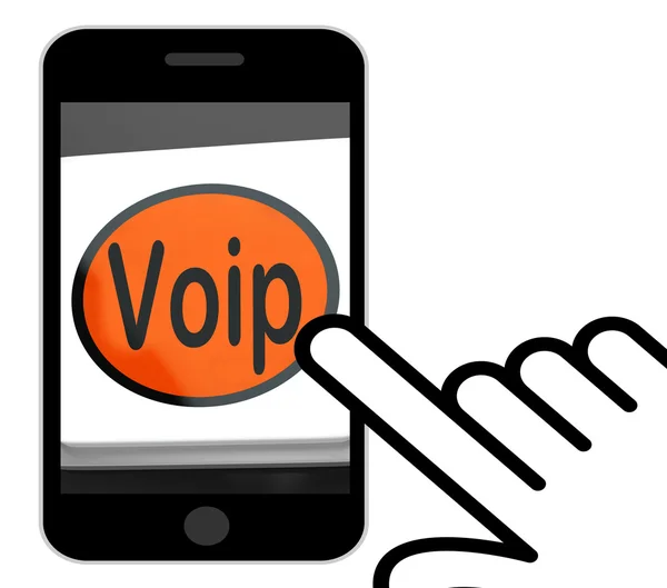 Internet iletişim kuralı veya geniş bant t üzerinden ses VoIP düğmesini görüntüler — Stok fotoğraf