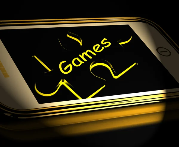 Juegos Smartphone muestra Internet Juegos y Entretenimiento —  Fotos de Stock