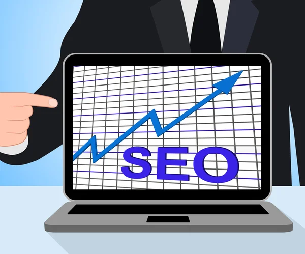 SEO grafiek grafiek geeft verhoging van search engine optimalisatie — Stockfoto