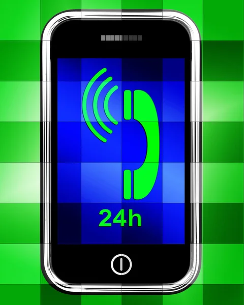 Twenty Four Hour On Phone Displays Open 24h — Stock Photo, Image