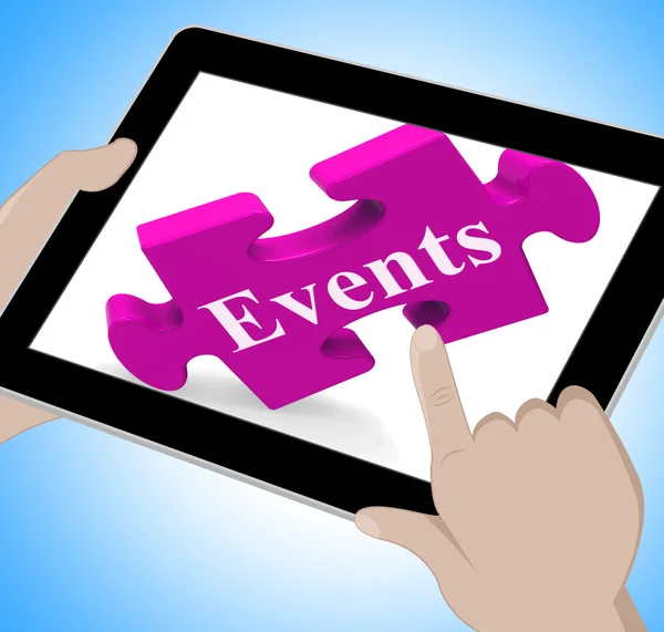 Events Tablet Shows Calendar And What's On — Stock Photo, Image