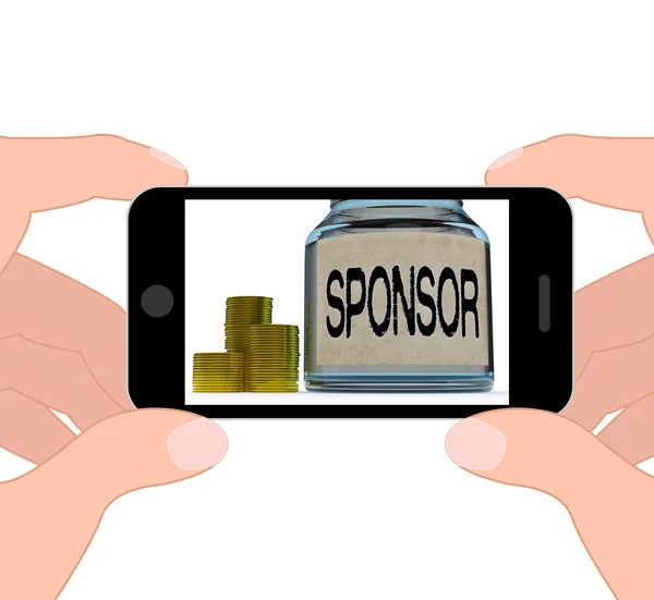 Sponsor Jar Displays Sponsorship Benefactor And Giving — Stock Photo, Image