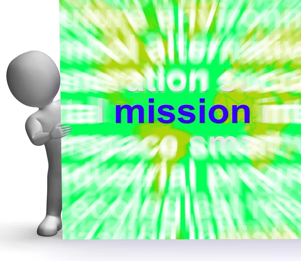 Mission Word Cloud Sign Shows Strategy And Vision — Stock Photo, Image