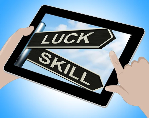 Luck Skill Tablet Shows Expert Or Fortunate — Stock Photo, Image