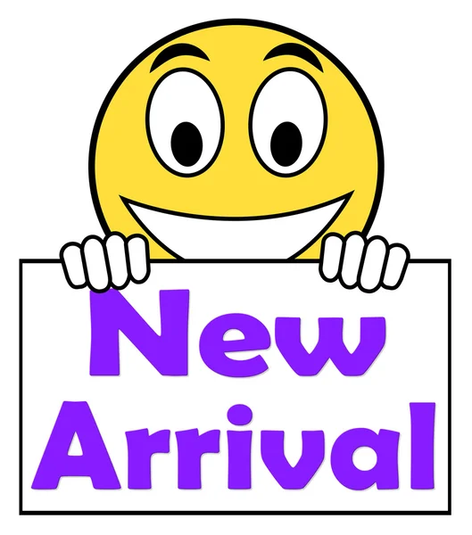 New Arrival On Sign Shows Colecção de produtos mais recentes — Fotografia de Stock