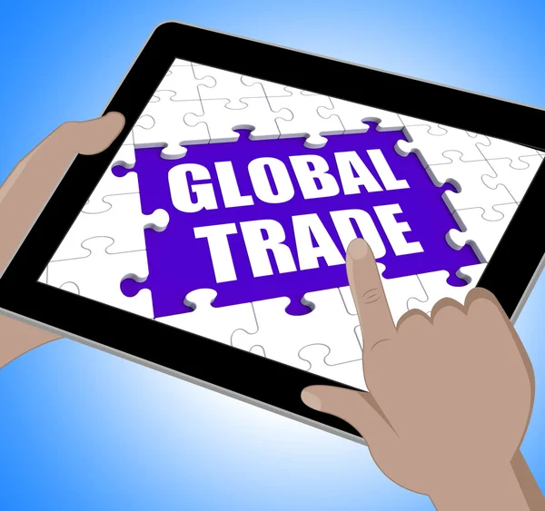 グローバル貿易タブレット web 国際ビジネスを示しています — ストック写真