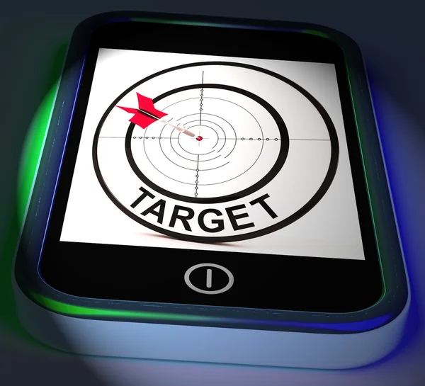 Target Smartphone Displays Goals Aims And Objectives — Stock Photo, Image