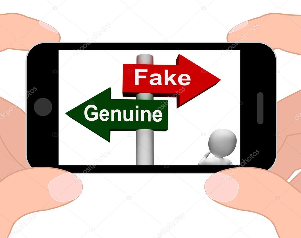 Fake Genuine Signpost Displays Authentic or Faked Product
