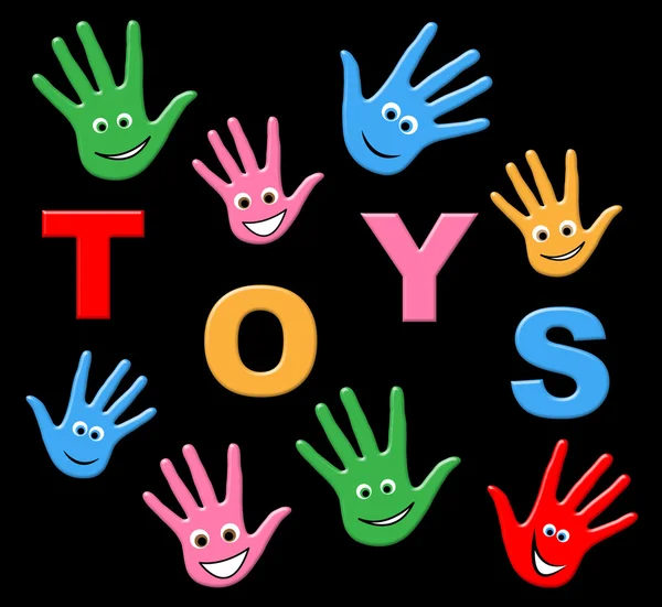 Детские игрушки указывают на покупку и детство — стоковое фото