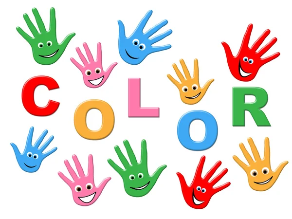 Handprints Colorful Indicates Watercolor Childhood And Human — Stock Photo, Image