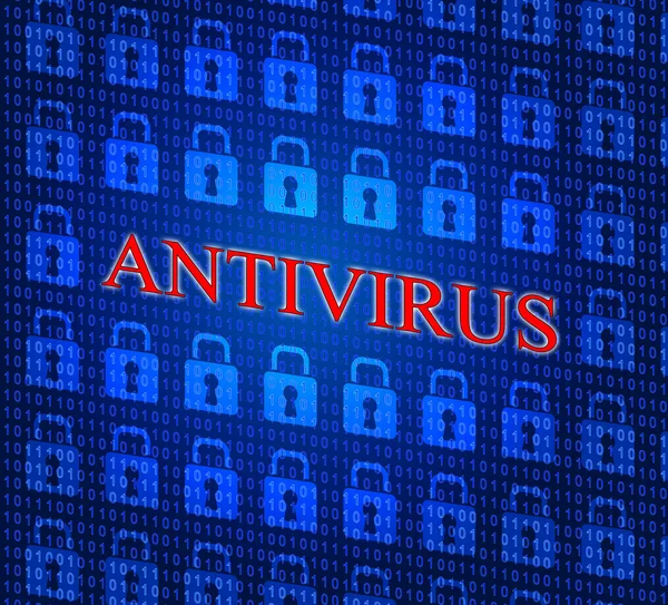 Antivirus-Sicherheit stellt Schadsoftware und Verteidigung dar — Stockfoto