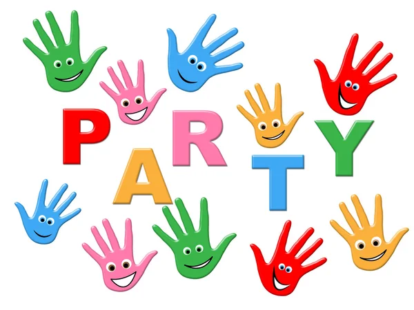 Handprints Party Represents Childhood Celebrations And Celebrate — Stock Photo, Image