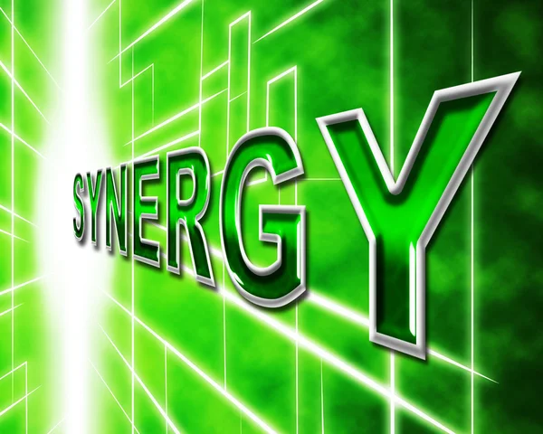 Synergy Energy Shows Work Together And Collaboration — Stock Photo, Image