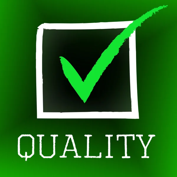 Il segno di spunta di qualità indica Ok approvato e soddisfazione — Foto Stock