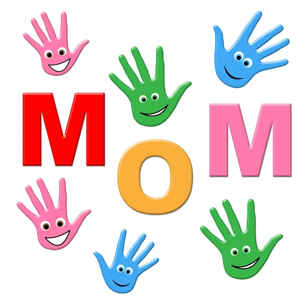 Huellas de las manos mamá representa acuarela humana y pintado —  Fotos de Stock