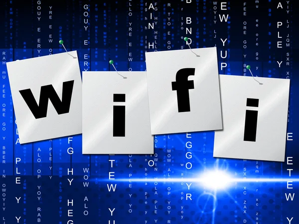 A conexão de Wifi mostra a transmissão e o acesso do computador — Fotografia de Stock