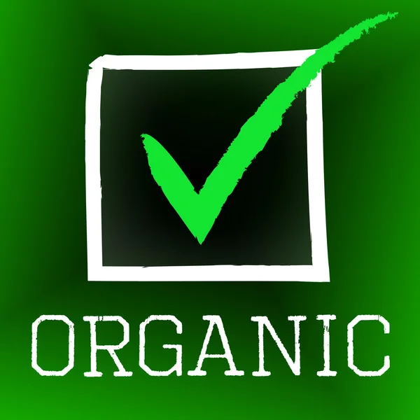 Tick Organic Shows Checkmark Healthy And Confirmed — Stock Photo, Image