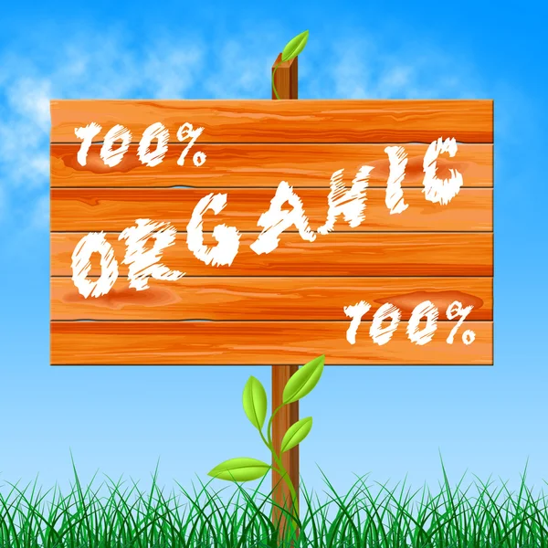 One Hundred Percent Shows Organic Products And Completely — Stock Photo, Image