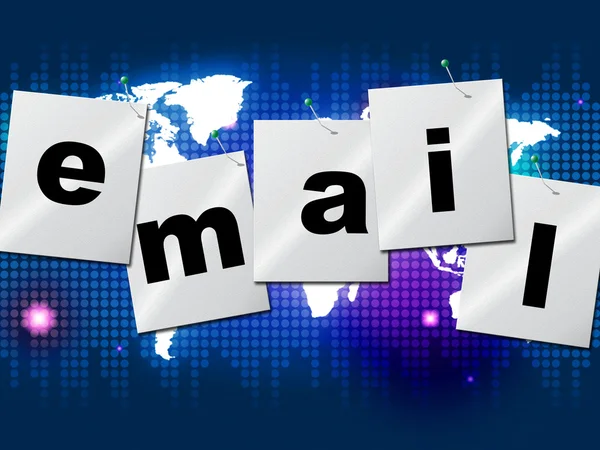 E-mails Email Indica Enviar Mensagem e Comunicar — Fotografia de Stock