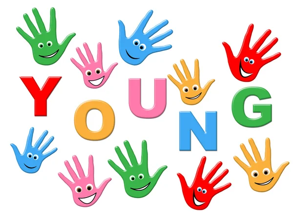 Genç el izleri çocuklar gençlik gösterir ve boyalı — Stok fotoğraf