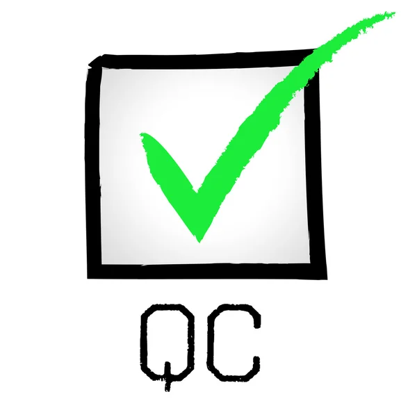 Qc tick bedeutet Qualitätskontrolle und genehmigt — Stockfoto