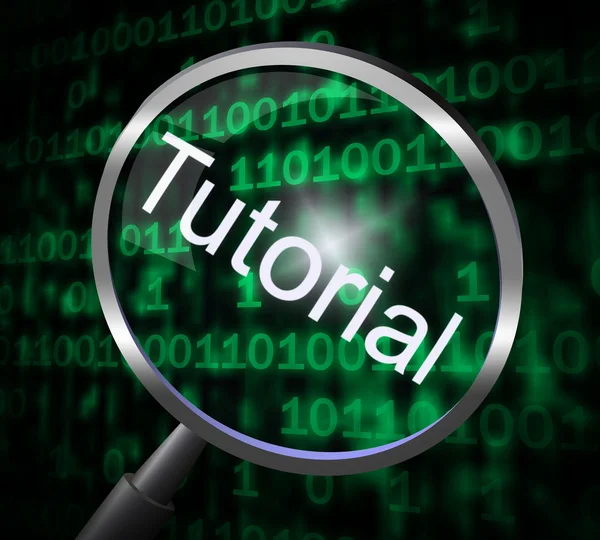 Lupa Tutorial Representa Tutoriales En Línea Y Desarrollo —  Fotos de Stock