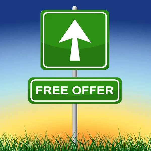 Free Offer Sign Shows With Our Compliments And Arrow — Stock Photo, Image