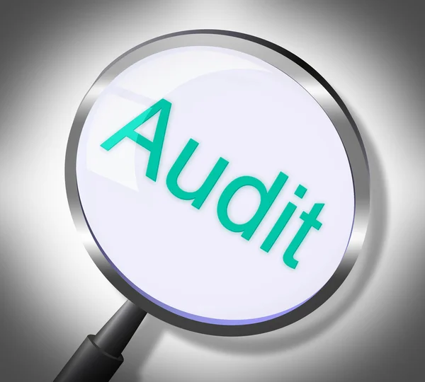 Lupa audit představuje auditování výzkum a ověřování — Stock fotografie