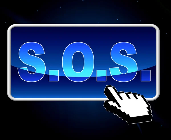 Sos Button Indicates World Wide Web And S.O.S. — Stock Photo, Image