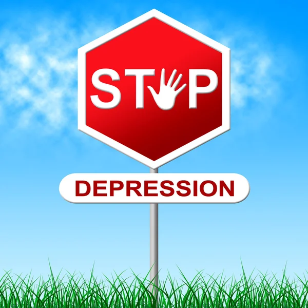 Stop Depression Shows Warning Sign And Anxiety — Stock Photo, Image