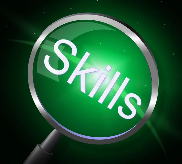 Skills Magnifier Represents Expertise Ability And Skilful — Stock Photo, Image